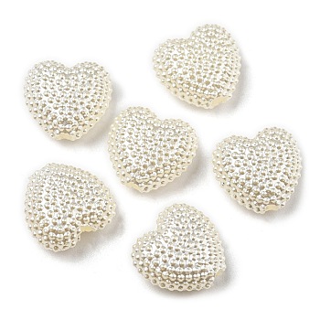 ABS Imitation Pearl Beads, Heart, 11x12x5mm, Hole: 2mm
