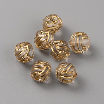 Plating Acrylic Beads, Metal Enlaced, Round, Clear, 11mm, Hole: 1.8mm, 7pcs/bag