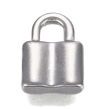 304 Stainless Steel Charms, Pad Lock, Stainless Steel Color, 11.5x8x3mm, Hole: 3.5x3mm
