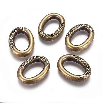 CCB Plastic Carved Linking Rings, Oval, Antique Bronze, 29x22x5.5mm