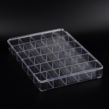 (Defective Closeout Sale), Rectangle Plastic Bead Containers, 30 Compartments, Clear, 35.5x24.2x4.1cm