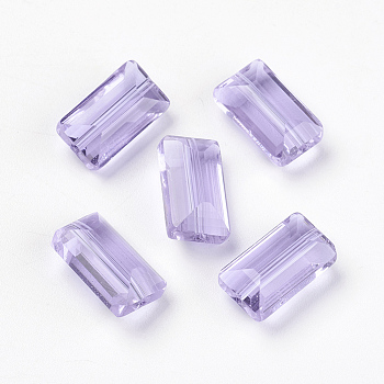 K9 Glass, Imitation Austrian Crystal Beads, Grade AAA, Faceted, Rectangle, Lilac, 4.55x8x3mm, Hole: 0.7~0.9mm