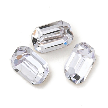 Glass Rhinestone Cabochons, Flat Back & Back Plated, Faceted, Recctangle, Alexandrite, 6x4x3mm