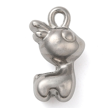 304 Stainless Steel Pendants, Deer Charm, Stainless Steel Color, 19x11x8mm, Hole: 3x2mm