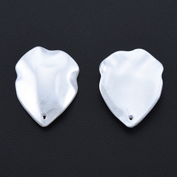 ABS Plastic Imitation Pearl Pendants, Leaf, Creamy White, 20x15.5x3mm, Hole: 0.8mm