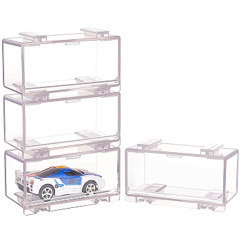 Plastic Mold Presentation Boxes, Minifigures Display Case for Car Toy Storage, Rectangle, Clear, 4.52x9.5x4.3cm