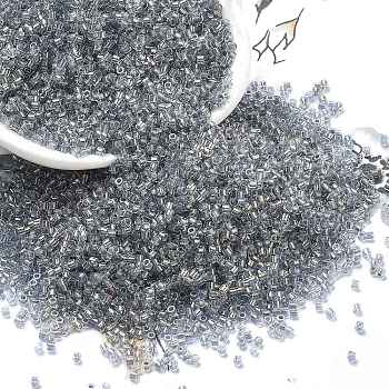 Transparent Inside Colours Glass Seed Beads, Cylinder, Slate Gray, 1.6x1.3mm, Hole: 0.8mm, about 60000pcs/pound