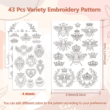 4 Sheets 11.6x8.2 Inch Stick and Stitch Embroidery Patterns(DIY-WH0455-157)-2