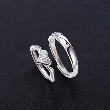Impresionantes anillos de pareja de plata de ley con baño de rodio 925 de Shegrace(JR373A)-2