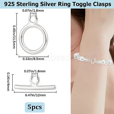 5 Sets 925 Sterling Silver Ring Toggle Clasps(STER-BBC0002-18)-2
