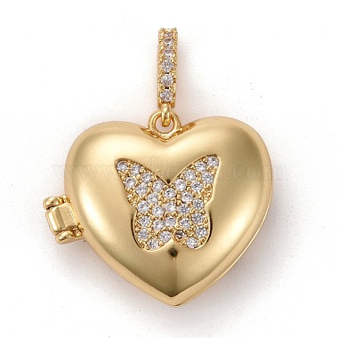 Real 18K Gold Plated Clear Heart Brass Pendants