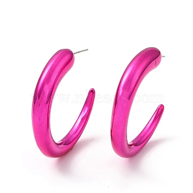 Horn Acrylic Stud Earrings(EJEW-P251-01)-2