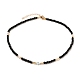 Star with Evil Eye Natural White Shell Beaded Necklaces(NJEW-JN03147-02)-1