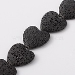 Synthetic Lava Rock Bead Strands, Heart, Dyed, Black, 27~30x28~30x8~10mm, Hole: 1mm, about 15pcs/strand, 15.3 inch(G-N0113-18)