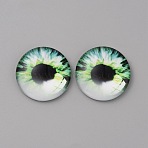 Glass Cabochons, Half Round/Dome with Eye Pattern, Light Green, 30x7.5mm(GLAA-WH0033-75H-03)