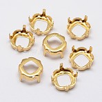 Square Brass Rhinestone Claw Settings, Open Back Settings, Golden, 10x10x0.4mm, Fit for 10x10mm cabochon, about 800pcs/bag(KK-M166-03-10x10)