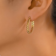 Stainless Steel Irregular Geometric Fashion Hoop Earrings for Women, Oval, Golden, 26x18mm(WL3823-3)