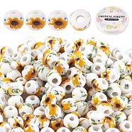 200Pcs Handmade Porcelain Beads Kit for DIY Bracelet Making, with Elastic Thread, White, Beads: 8x7mm, Hole: 2.5mm, 200pcs/box(DIY-SZ0005-94)