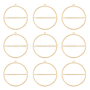10Pcs Brass Pendants, Hollow, Oval Charm, Golden, 41x38x0.6mm, Hole: 1.8mm(KK-BC0011-67)