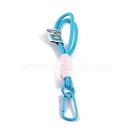 Braided Nylon Strap, Alloy Clasp for Key Chain Bag Phone Lanyard, Deep Sky Blue, 18.5~19cm(AJEW-L095-A03)