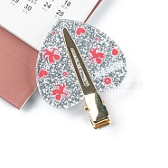 Valentine's Day Heart Acrylic Alligator Hair Clips, with Metal Clips, for Women Girls, Silver, 47x36mm(PW-WG71372-04)