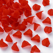 Transparent Acrylic Bead Caps, Trumpet Flower Beads, Frosted, Flower, FireBrick, 18x18x17mm, Hole: 1.5mm, about 700pcs/500g(PL551-C12)