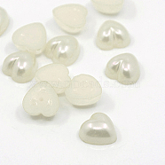Acrylic Imitation Pearl Cabochons, Dyed, Heart, Creamy White, 10.5x10.5x5mm, about 1500pcs/bag(MACR-F022-22)