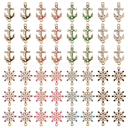 48Pcs 8 Styles Alloy Enamel Connector Charms, Anchor & Helm Links with Crystal Rhinestone, Light Gold, Cadmium Free & Nickel Free & Lead Free, Mixed Color, 22~23x12~26.8x1.7~2mm, Hole: 1.2~1.6mm, 6pcs/style(ENAM-CA0001-77)