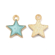 Alloy Enamel Charms, Star Charm, Light Gold, Pale Turquoise, 15x13x2mm, Hole: 2mm(ENAM-S121-024F)