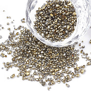 Plated Glass Seed Beads, For Nail Art Decoration Accessories, No Hole/Undrilled, Chip, Dark Goldenrod, 1.5~5x1.5~2x1.5~2mm, about 450g/bag(SEED-S016-06)