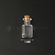 Mini High Borosilicate Glass Bottle Bead Containers, Wishing Bottle, with Cork Stopper, Rectangle, Clear, 2.4x1.6cm(BOTT-PW0001-261F)