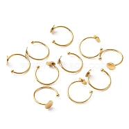 10Pcs 304 Stainless Steel Open Cuff Rings Findings, Flat Round Pad Ring Base Settings, Golden, US Size 7 1/4(17.5mm), Tray: 8mm(DIY-WH0410-55G)