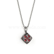 Zinc Alloy with Enamel Dice Pendant Necklaces, 201 Stainless Steel Chain Necklaces, Gunmetal & Stainless Steel Color, 23.23 inch(59cm)(NJEW-C034-04P-02)