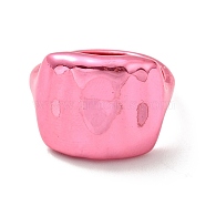Brass Rectangle Signet Adjustable Ring for Women, Cadmium Free & Lead Free, Hot Pink, US Size 5 1/4(15.9mm)(RJEW-G254-01C)