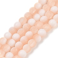 Frosted Crackle Glass Beads Strands, Rondelle, Light Salmon, 6x5.5mm, Hole: 1mm, about 145pcs/strand, 31.10''(79cm)(GLAA-U001-6mm-M05)