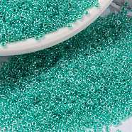 MIYUKI Round Rocailles Beads, Japanese Seed Beads, (RR536) Aqua Green Ceylon, 15/0, 1.5mm, Hole: 0.7mm, about 5555pcs/10g(X-SEED-G009-RR0536)