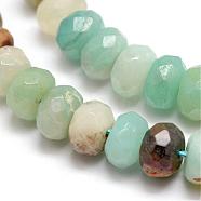 Faceted Natural Flower Amazonite Rondelle Beads Strands, 8x5~6mm, Hole: 1mm, about 64~76pcs/strand, 14.5 inch(G-K090-12)
