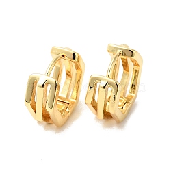 Brass Hexagon Hoop Earrings, Hollow Chunky Earrings for Women, Cadmium Free & Nickel Free & Lead Free, Real 18K Gold Plated, 12.5x14x6mm, Pin: 0.8mm(EJEW-G312-08G)