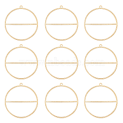 10Pcs Brass Pendants, Hollow, Oval Charm, Golden, 41x38x0.6mm, Hole: 1.8mm(KK-BC0011-67)