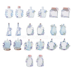 20Pcs 10 Styles Waterproof Self Adhesive PET Stickers, for Suitcase, Skateboard, Refrigerator, Helmet, Mobile Phone Shell, Mixed Color Flowers, Bottle Pattern, 92~116x60~97x0.1mm, about 2pcs/style(DIY-F117-05)