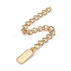 304 Stainless Steel Chain Extender, Curb Chain, with 202 Stainless Steel Charms, Rectangle, Golden, 63mm, Link: 3.7x3x0.5mm, Rectangle: 10.5x4x1mm(STAS-F268-53G)