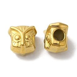 304 Stainless Steel European Beads, Large Hole Beads, Owl, Golden, 10x10x8mm, Hole: 4mm(STAS-I305-197G)