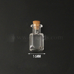 Mini High Borosilicate Glass Bottle Bead Containers Bead Containers, Wishing Bottle, with Cork Stopper, Rectangle, Clear, 2.4x1.6cm(BOTT-PW0001-261F)