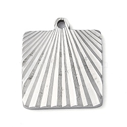 304 Stainless Steel Pendants, Square Charm, Stainless Steel Color, 20x17x1.8mm, Hole: 1.6mm(STAS-D025-03P-01)