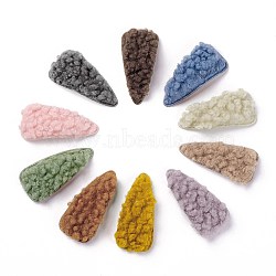 Faux Fur Imitation Lambs Wool Snap Hair Clips, with Stainless Steel Findings, for Girl Hair Decorate, Teardrop, Mixed Color, 63x30x11mm(PHAR-P004-02)