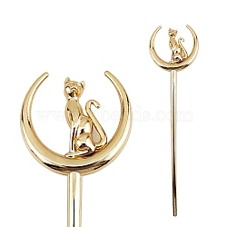 Ancient-Costume Style Alloy Hair Sticks, Cat Hair Pins Hair Chopsticks, Golden, 180x45mm(PW-WG3DE12-05)