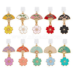 10Pcs Plastic Mobile Dustproof Plugs, with Alloy Enamel Pendant, Mixed Color, 5.1~5.2cm, 10pcs/set(PALLOY-OC00032)