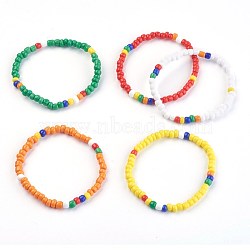 Kids Stretch Bracelets, with Glass Seed Beads, Mixed Color, 1-3/4 inch(4.6cm)(BJEW-JB03938)