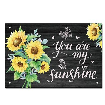 Rectangle Vintage Metal Iron Sign Poster, for Home Wall Decoration, Sunflower Pattern, 200x300x0.5mm