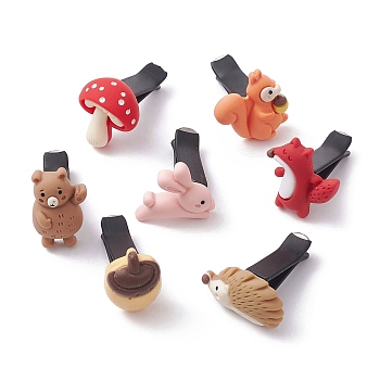 7Pcs 7 Style Rabbit & Bear & Squirrel Resin Resin Car Air Vent Clips, Automotive Interior Trim, with Magnetic Ferromanganese Iron & Plastic Clip, Mixed Color, 16~27x17~27.5x33~38mm, 1Pc/style